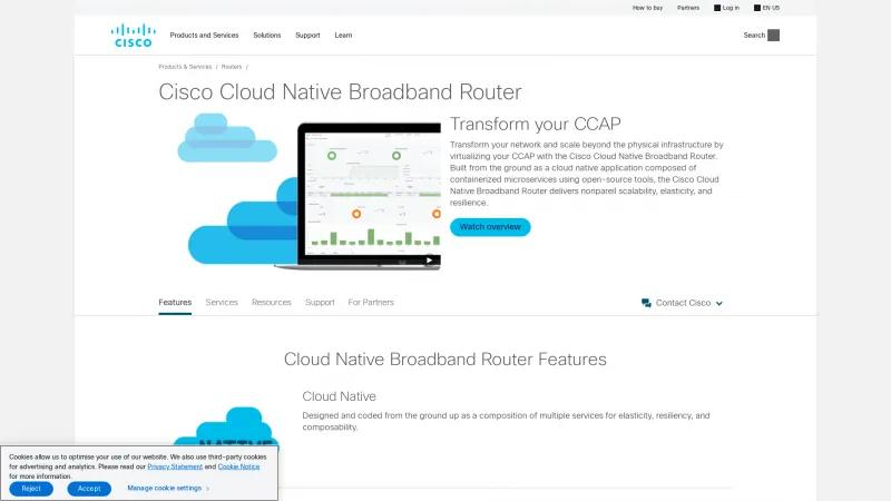 Homepage of Cisco Cloud Native Broadband Router