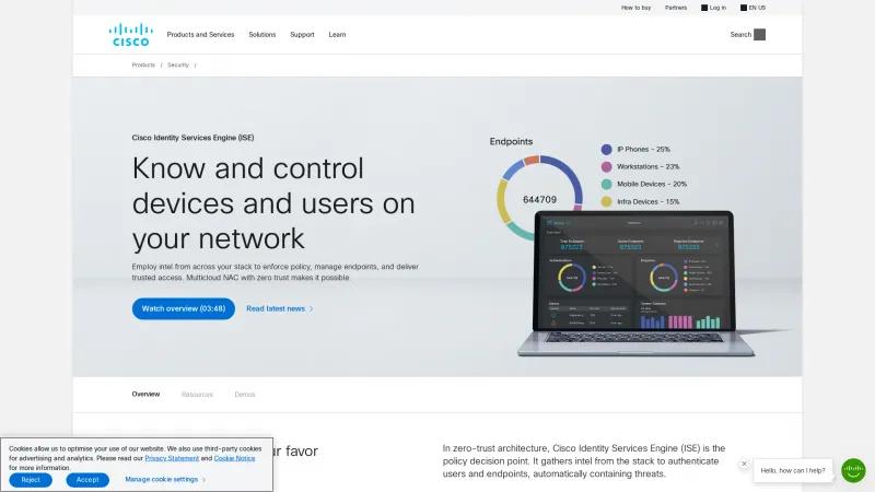 Homepage of Cisco ISE