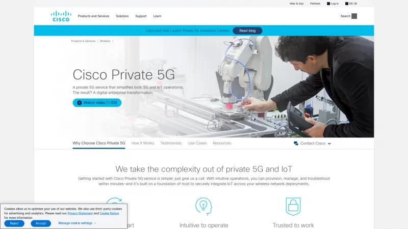 Homepage of Cisco Private 5G