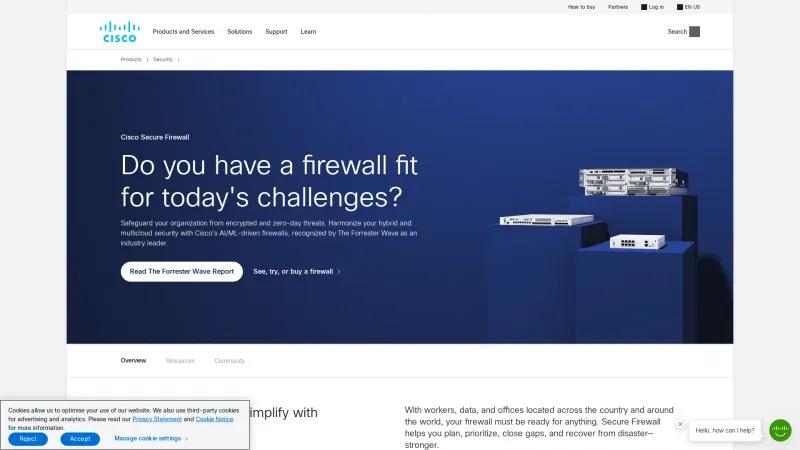 Homepage of Cisco Secure Firewall