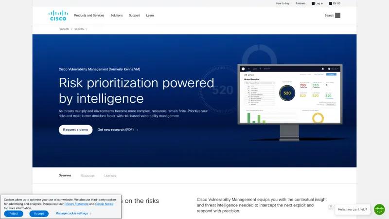 Homepage of Cisco Vulnerability Management