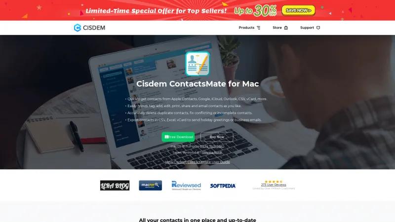 Homepage of Cisdem ContactsMate