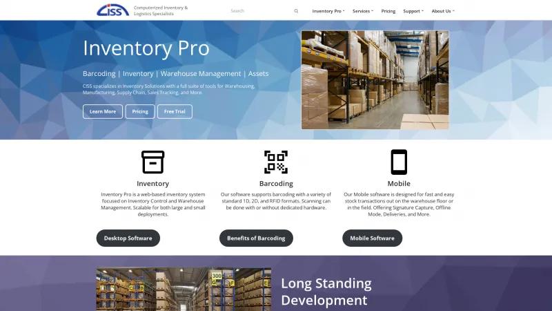 Homepage of Inventory Pro