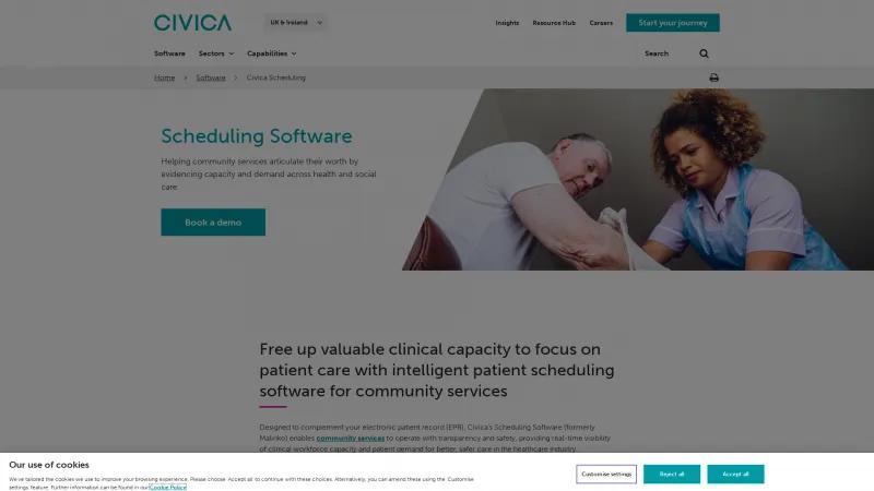 Homepage of Civica Scheduling