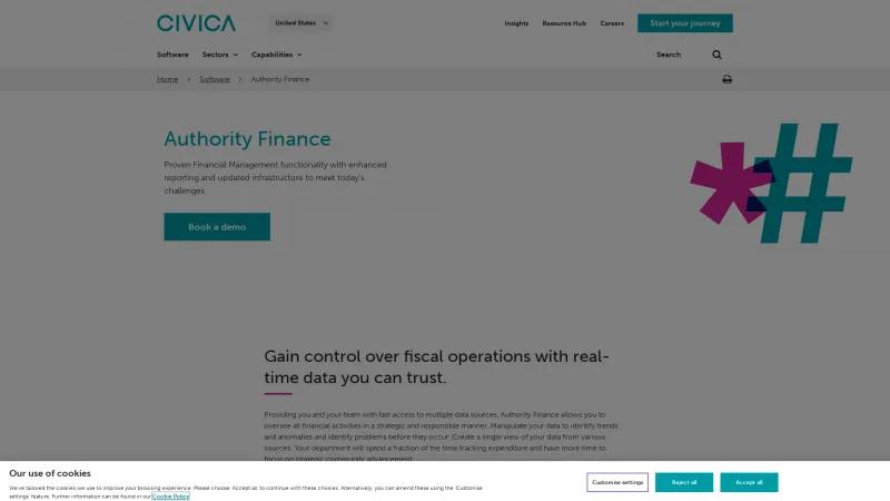 Authority Finance by Civica: Premier Financial Management Solution for Public Sector Organizations Homepage of Authority Finance