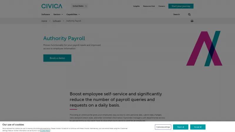 Homepage of Authority Payroll