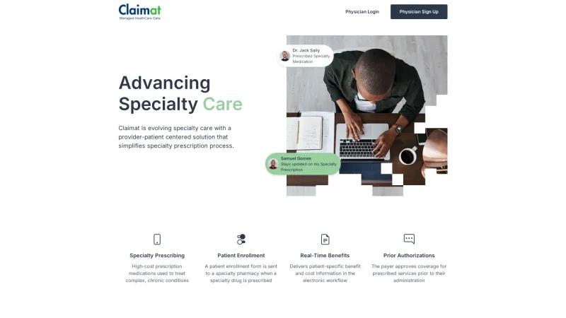 Homepage of Claimat EMR