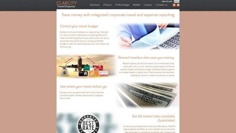 Homepage of Clarcity Travel & Expense