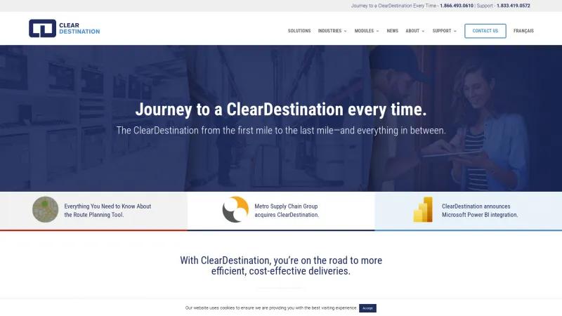 Homepage of ClearDestination