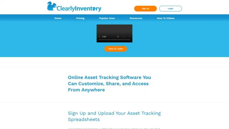 Homepage of Clearly Inventory