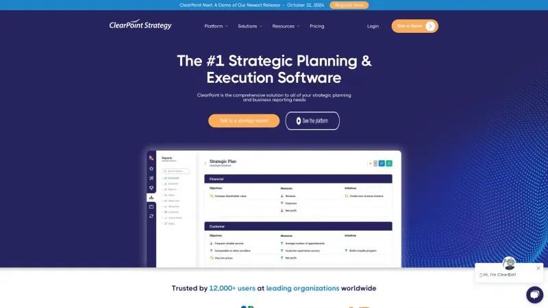 Homepage of ClearPoint Strategy