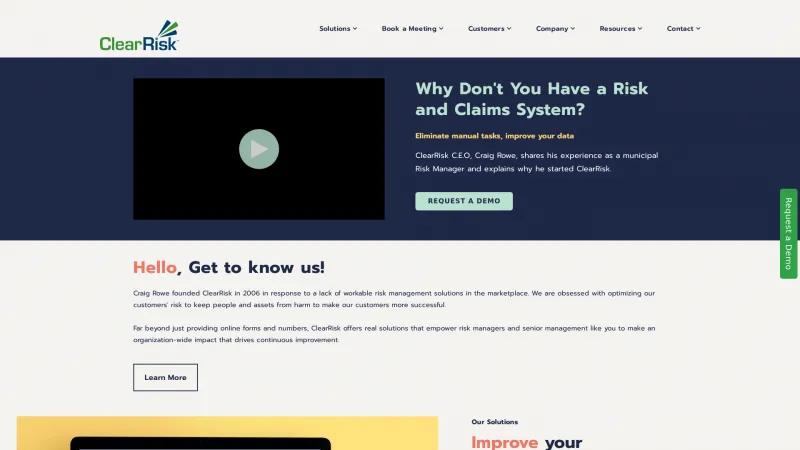 Homepage of ClearRisk