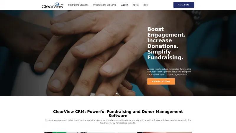 Homepage of ClearView CRM