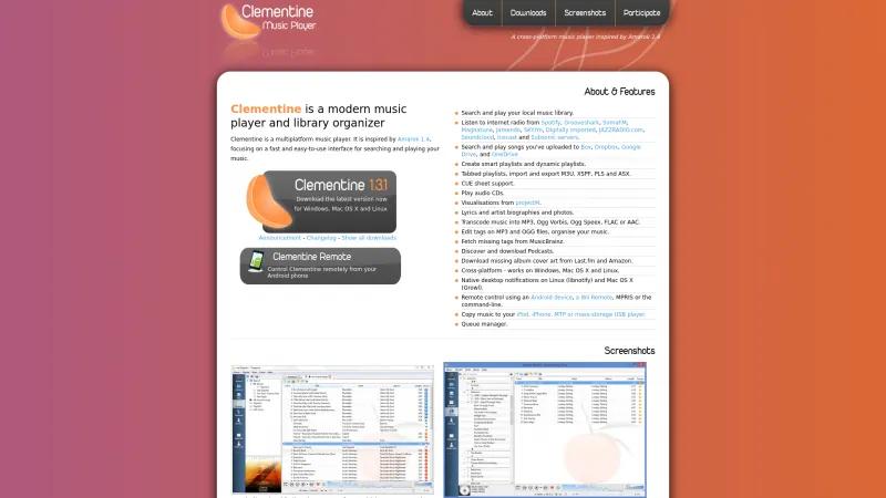 Homepage of Clementine