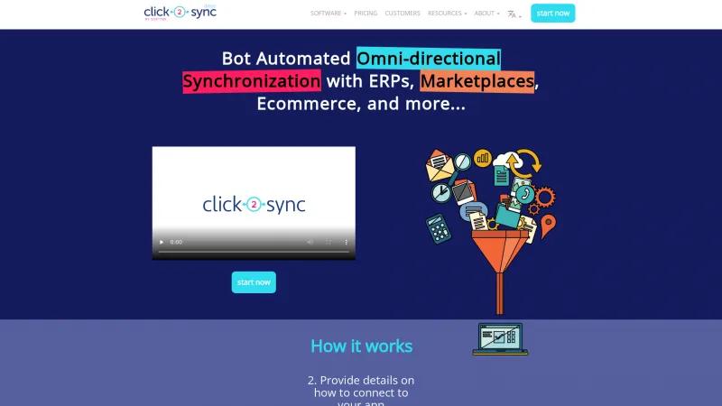 Homepage of Click2Sync