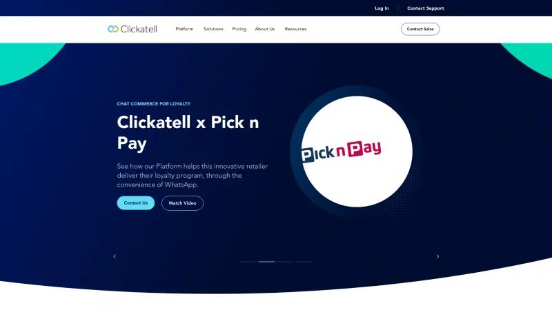 Homepage of Clickatell