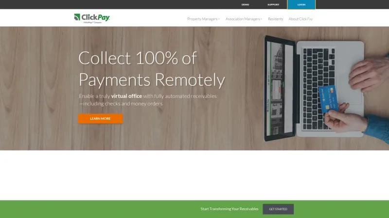 Homepage of ClickPay