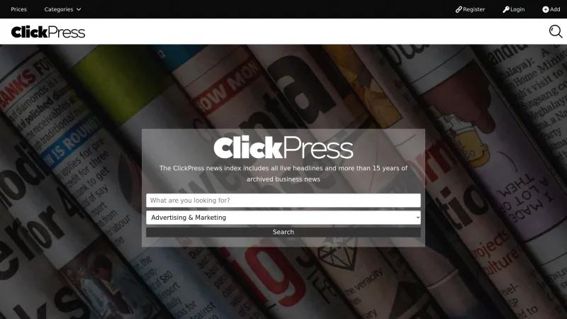 Homepage of ClickPress