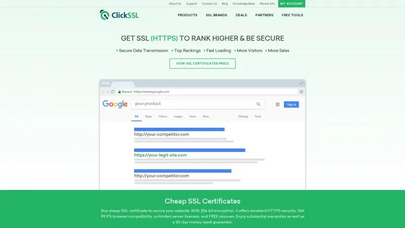 Homepage of ClickSSL