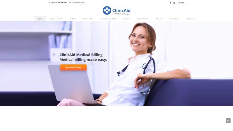 Homepage of Clinicaid