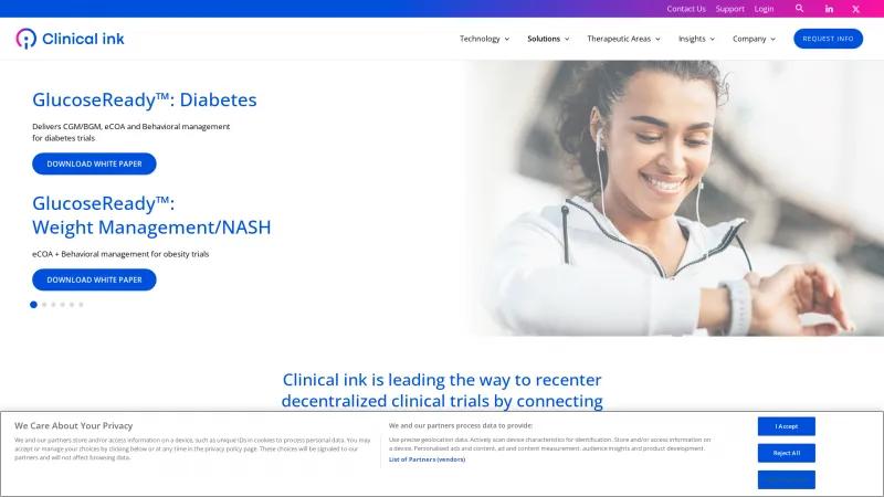 Homepage of Clinical Ink