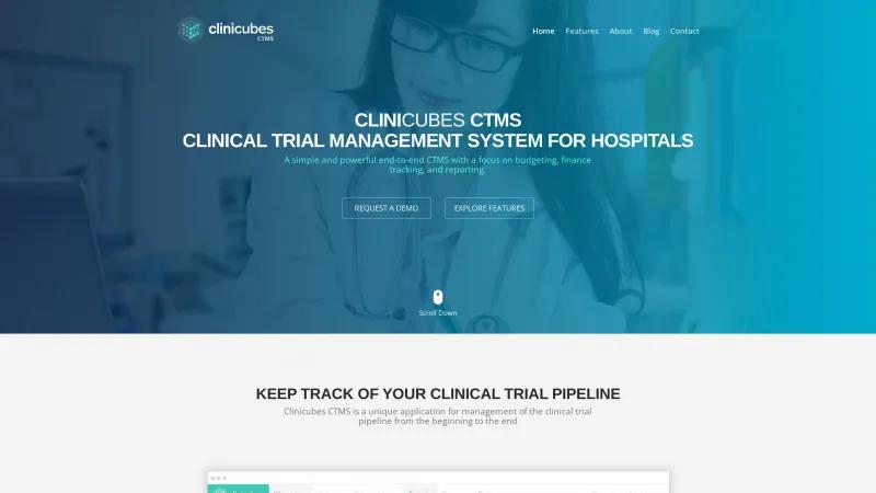 Homepage of Clinicubes CTMS