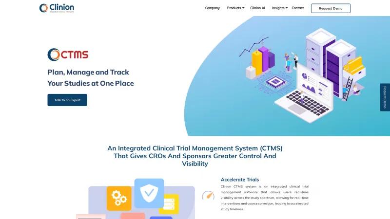 Homepage of Clinion CTMS