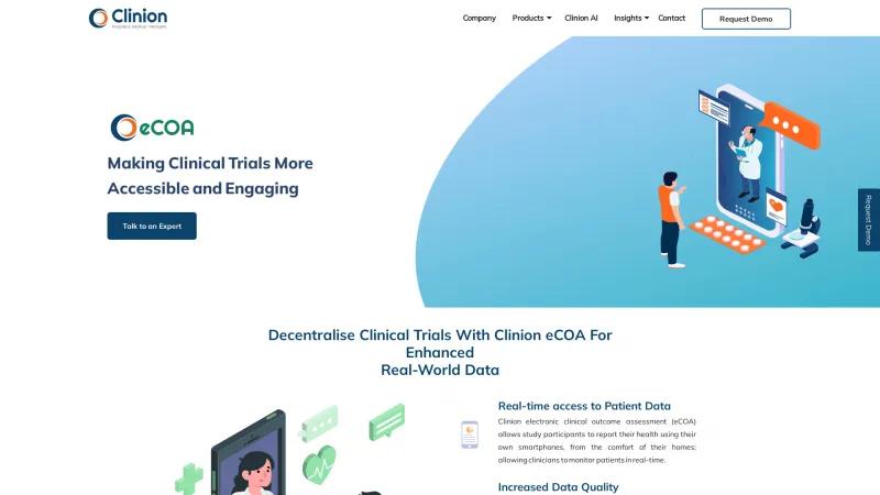 Homepage of Clinion eCOA