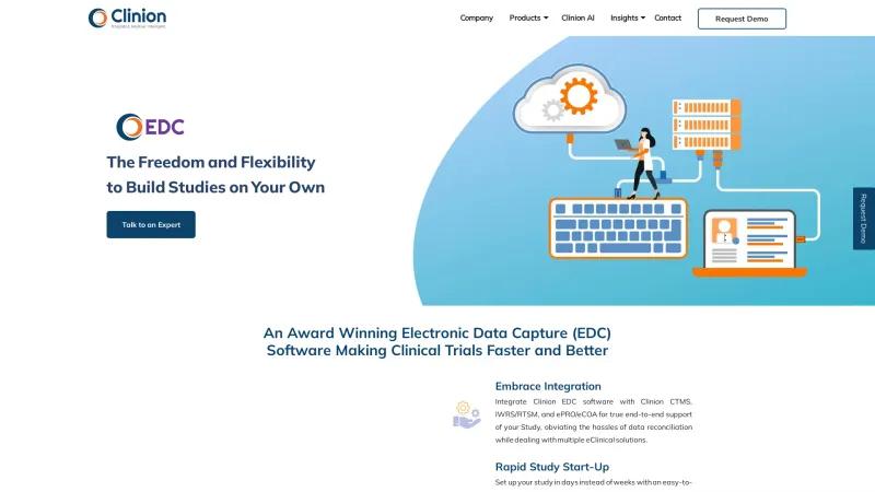 Clinion EDC Software: Innovative Electronic Data Capture Solutions for Efficient Clinical Trials Homepage of Clinion EDC