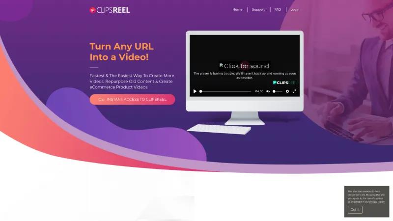 Homepage of ClipsReel