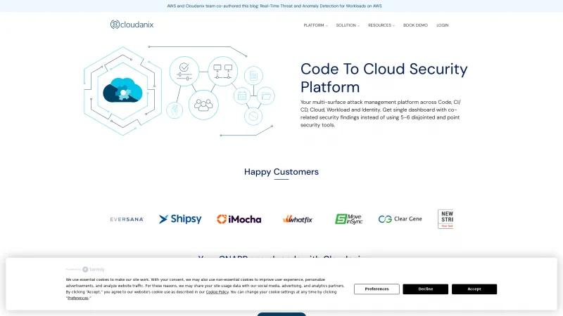 Homepage of Cloudanix