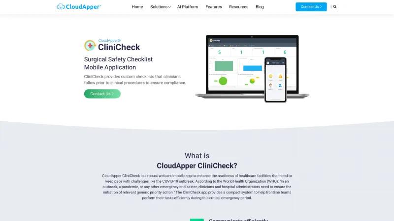 Homepage of CloudApper CliniCheck