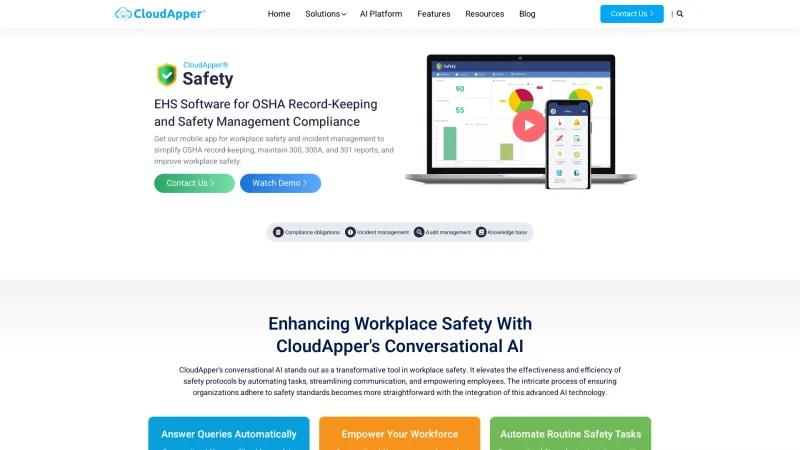 Homepage of CloudApper Safety