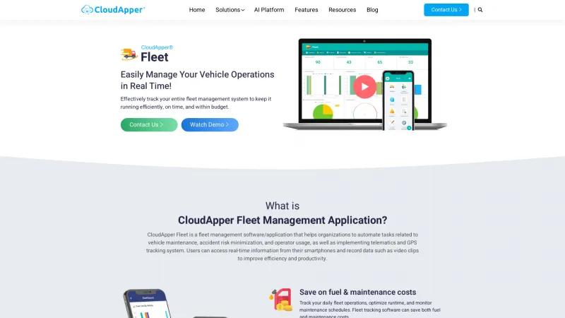 Homepage of CloudApper Fleet