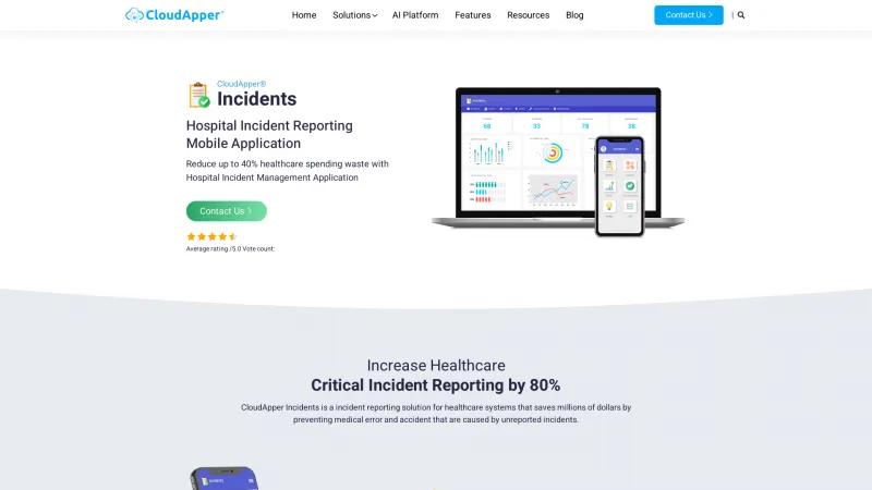 Homepage of CloudApper Incidents