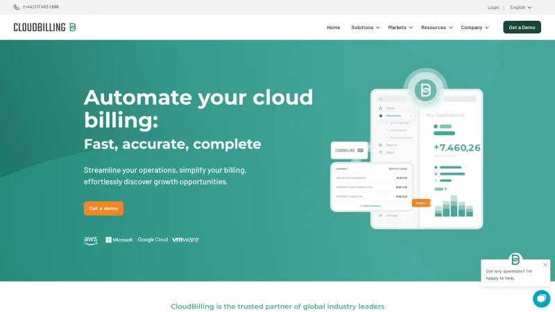 Homepage of CloudBilling