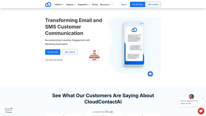 Homepage of Cloud Contact AI