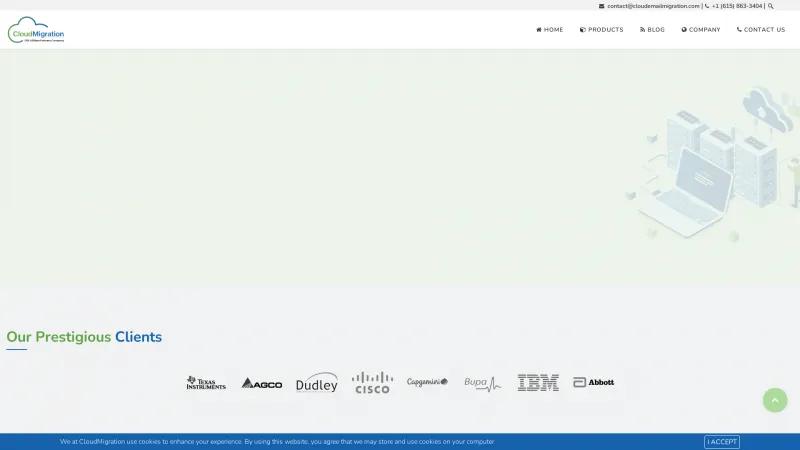 Homepage of CloudMigration