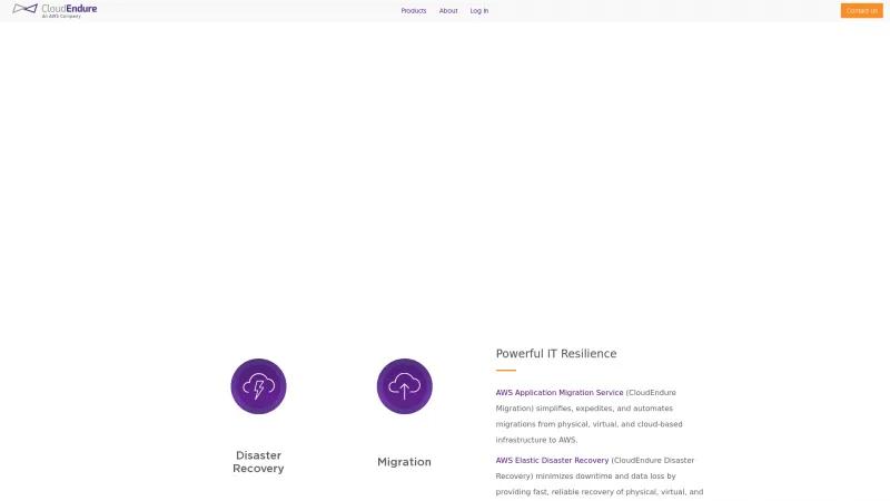 Homepage of CloudEndure
