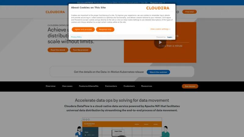 Homepage of Cloudera DataFlow