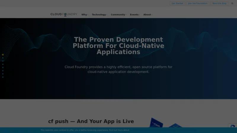 Homepage of Cloud Foundry