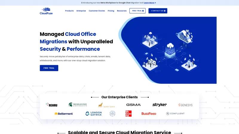 Homepage of CloudFuze