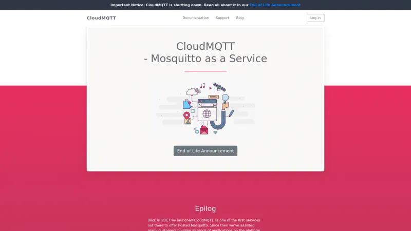 Homepage of CloudMQTT