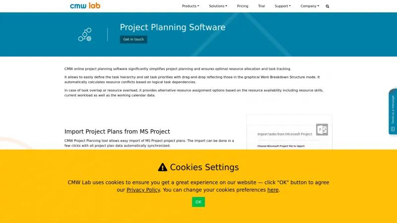 Homepage of CMW Project Planning