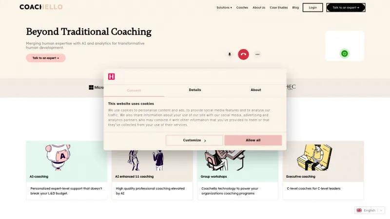 Homepage of Coachello