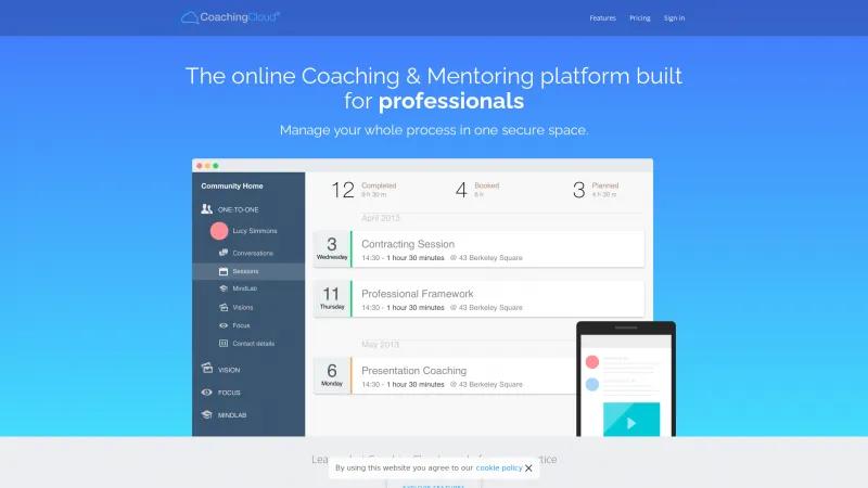 Homepage of CoachingCloud