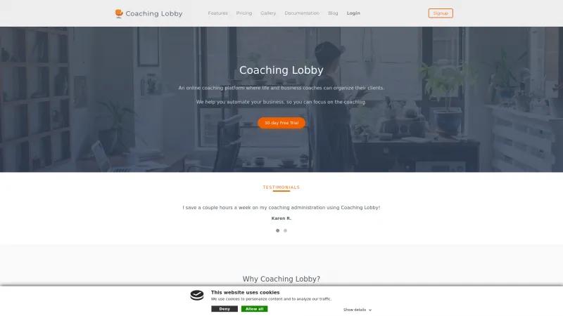 Homepage of Coaching Lobby