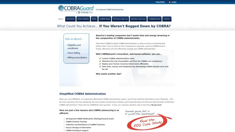 Homepage of COBRAGuard