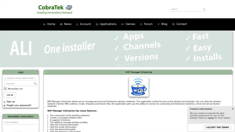 Homepage of CobraTek WiFi Manager