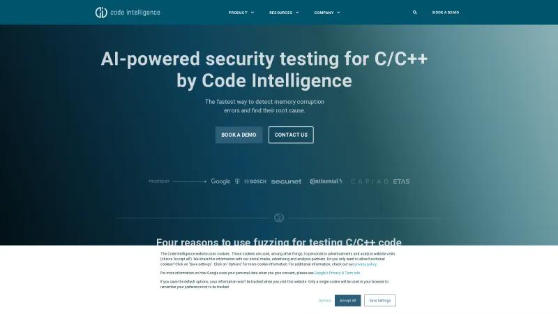 Homepage of Code Intelligence